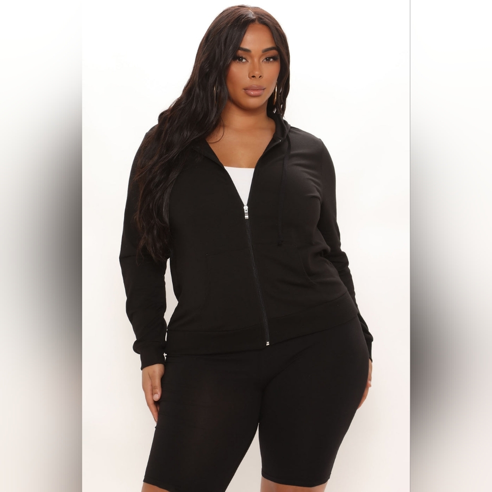 NWT Fashion Nova run with me Black Zip up hoodie - Picture 9 of 11